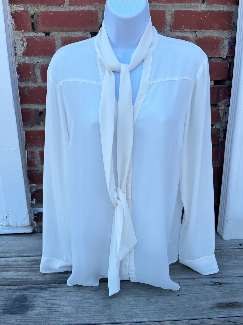 Express Ivory Tie-Neck Blouse